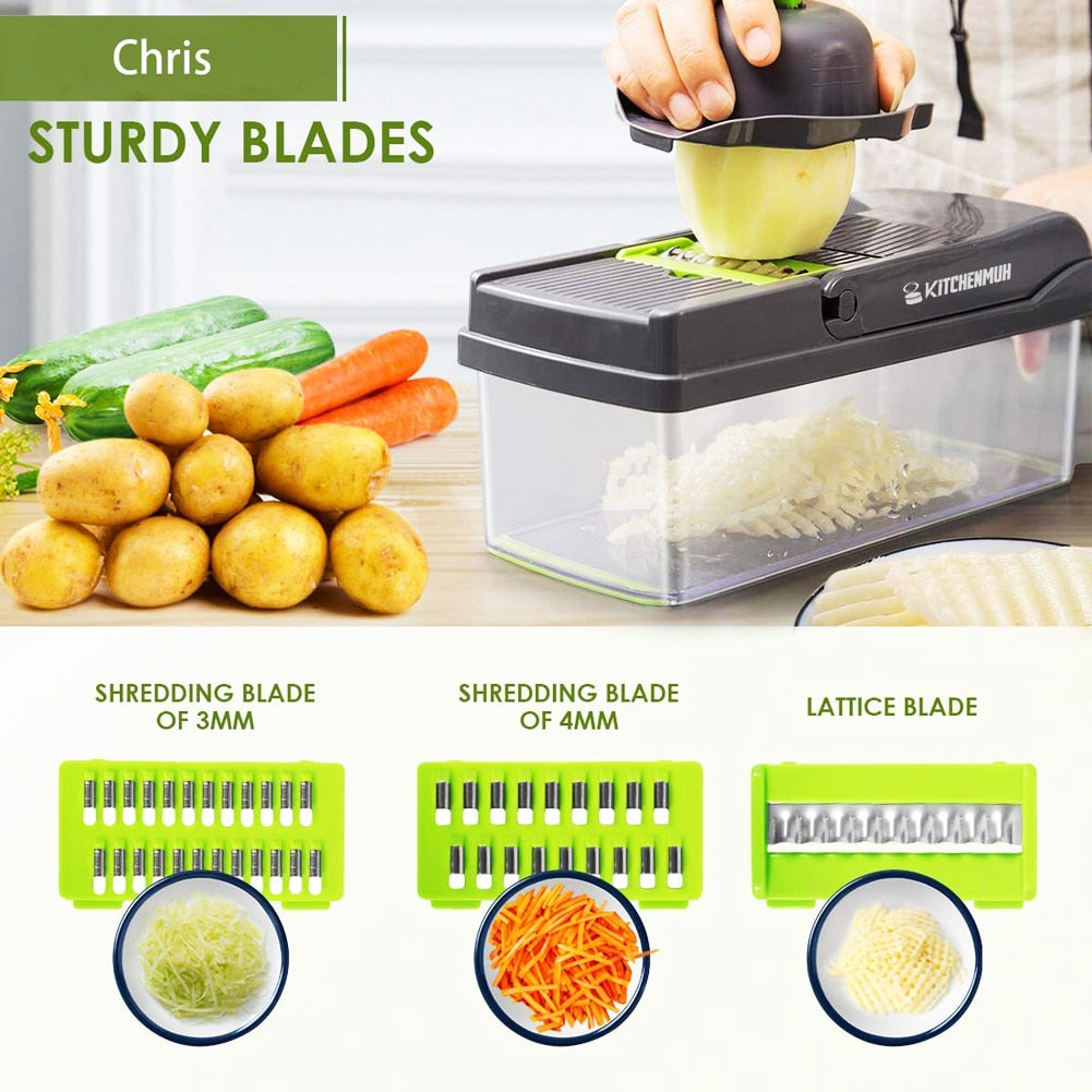 Multifunctional Vegetable Fruit Cutter Shredders Slicer With Basket Chopper Grater Slicer Mandoline