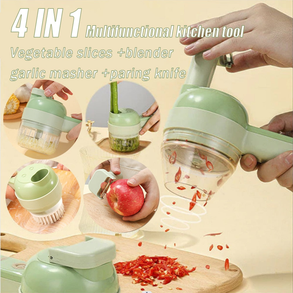 4 in1 Multifunctional Electric Vegetable Cutter Slicer Garlic Chopper Food Slicer