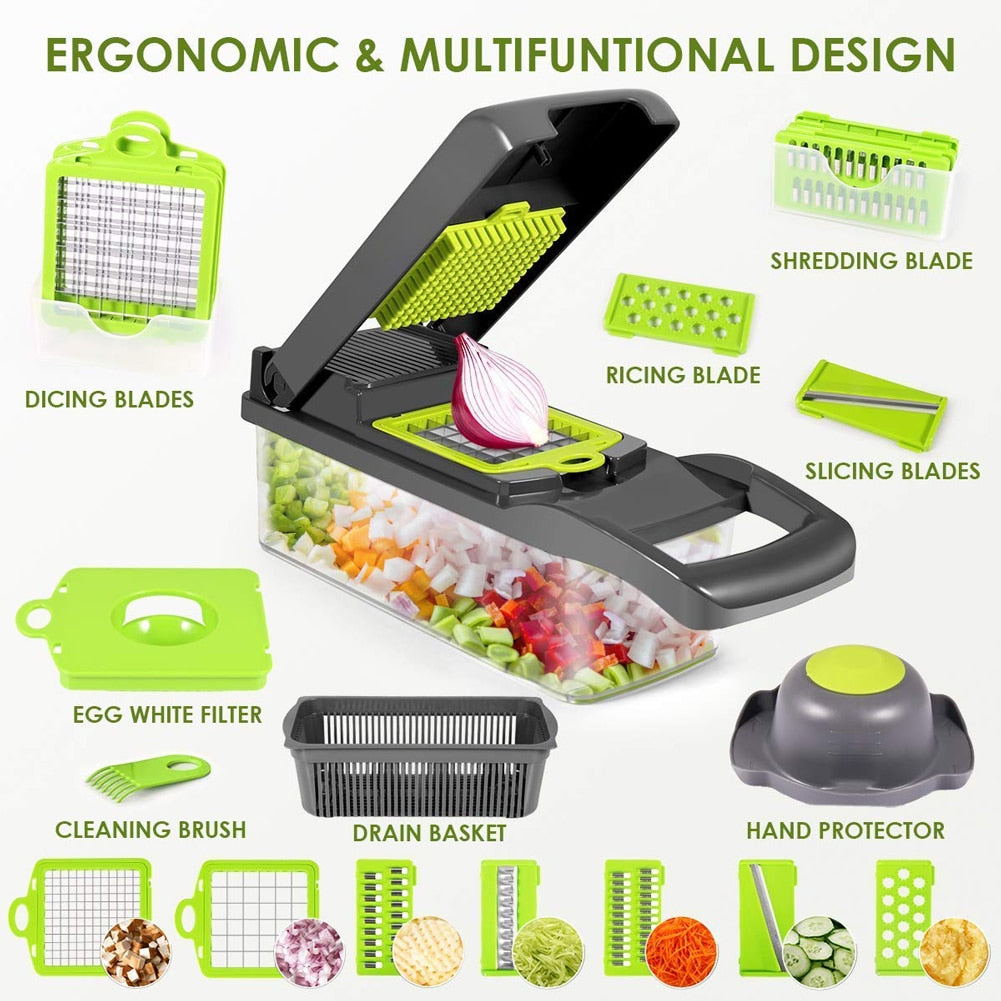 Multifunctional Vegetable Fruit Cutter Shredders Slicer With Basket Chopper Grater Slicer Mandoline