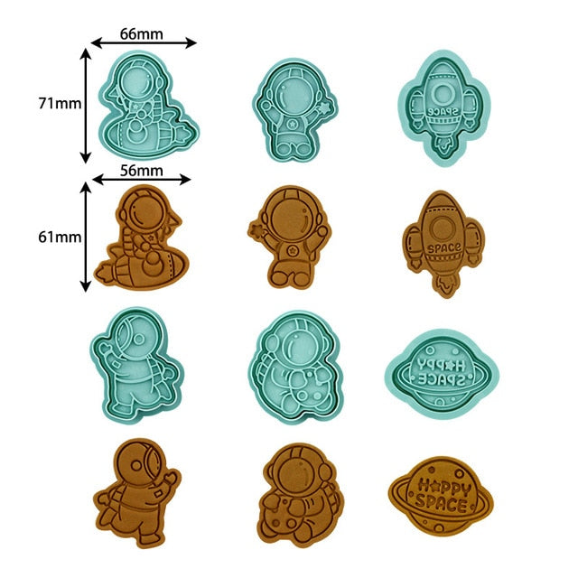 6Pc/set Christmas Cookie Embosser Mold Cartoon Santa Snowflake Pattern Cookie Cutter New Year Party Fondant Cake Decorating Tool